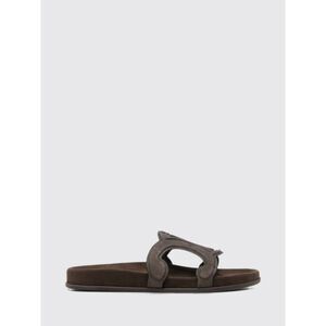 Celine Women Celine Triomphe Calfskin Leather Mule Sandals With Low Heel